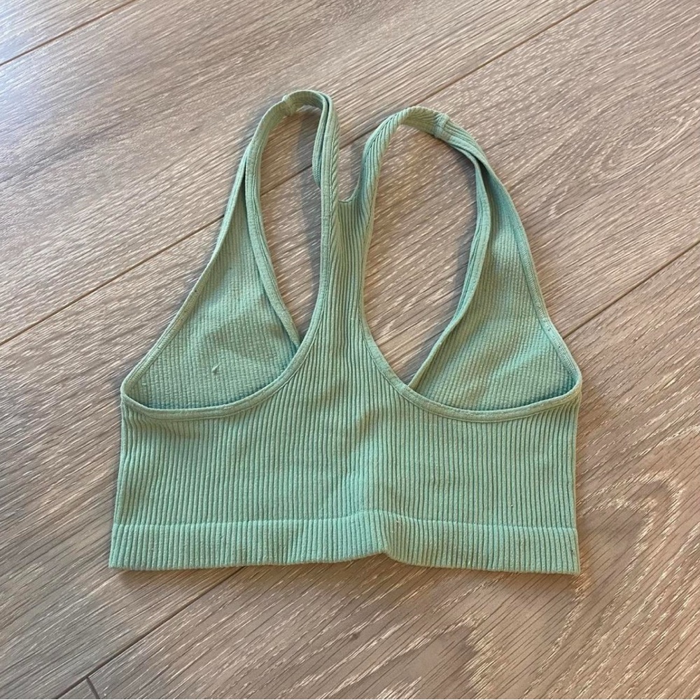 Green Ribbed Bra Top - Picture 2 of 2